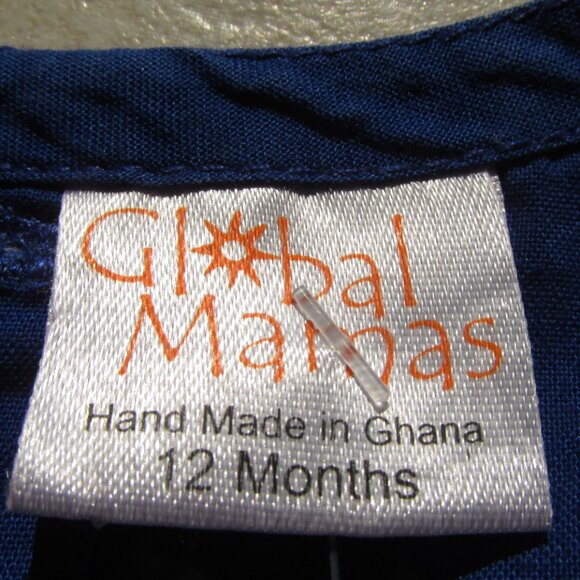 GLOBAL MAMAS GIRL'S SIZE 12 mo. DRESS BLUE & FUCHSIA BATIK FLORAL PRINT SS - Picture 7 of 11